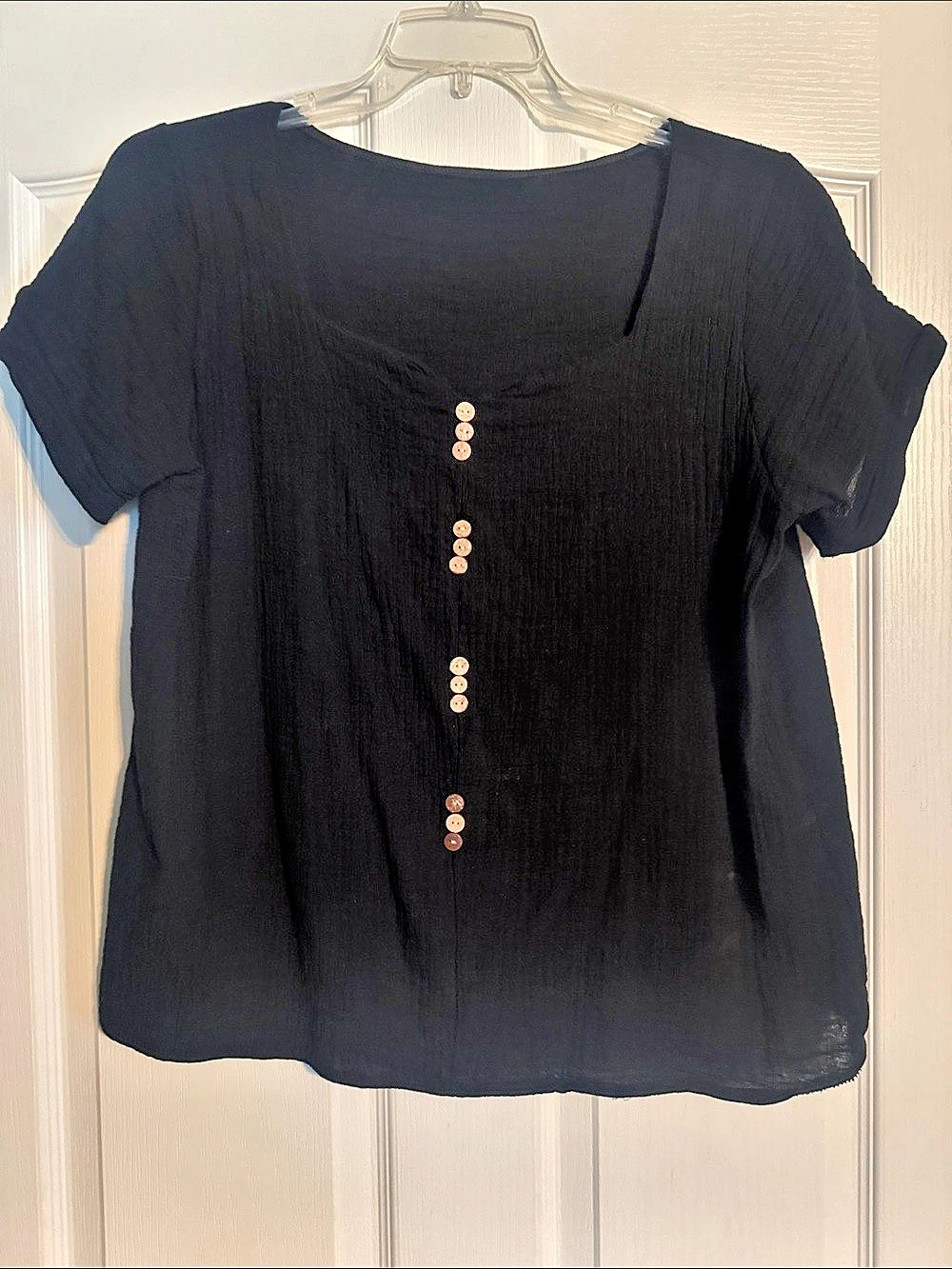 Black Button Front Blouse Like New